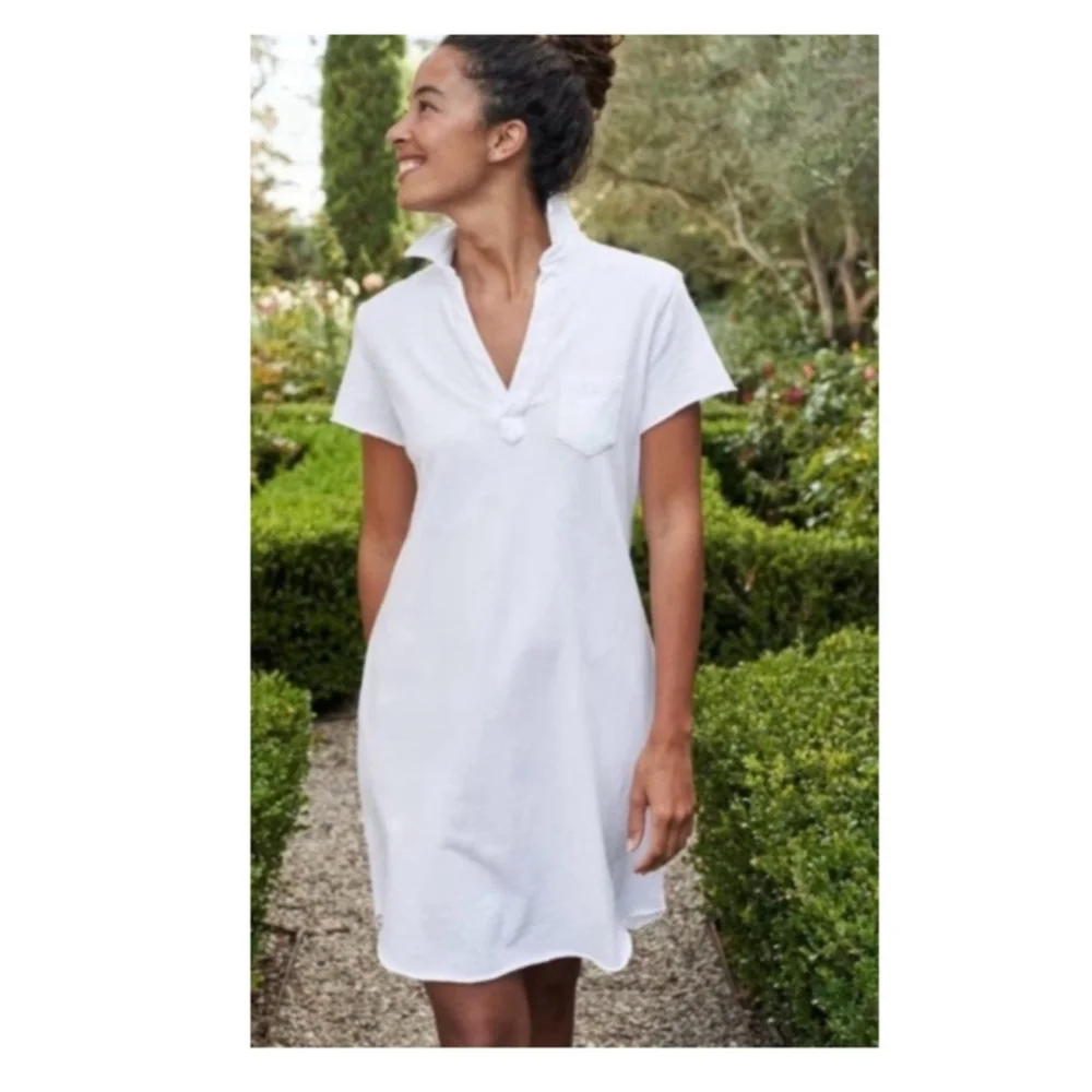New Frank & Eileen White Collared Polo Mini Dress M - Picture 2 of 4